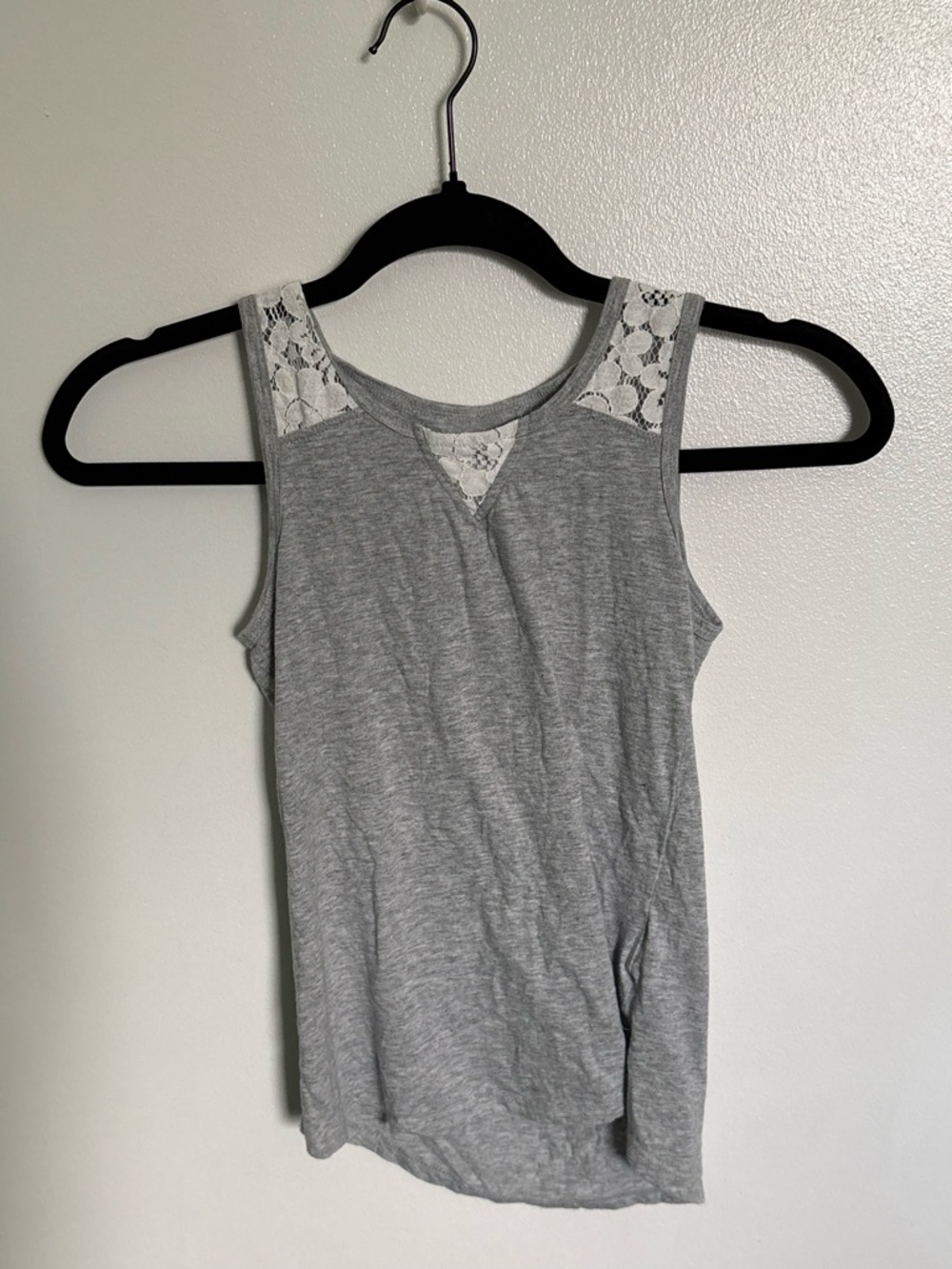 Women’s Gray Lace-Trim Tank Top